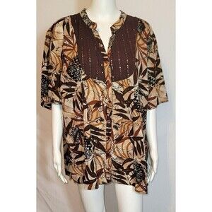 NWOT - Liz & Me Short Sleeve Button Up Blouse - Size 2X